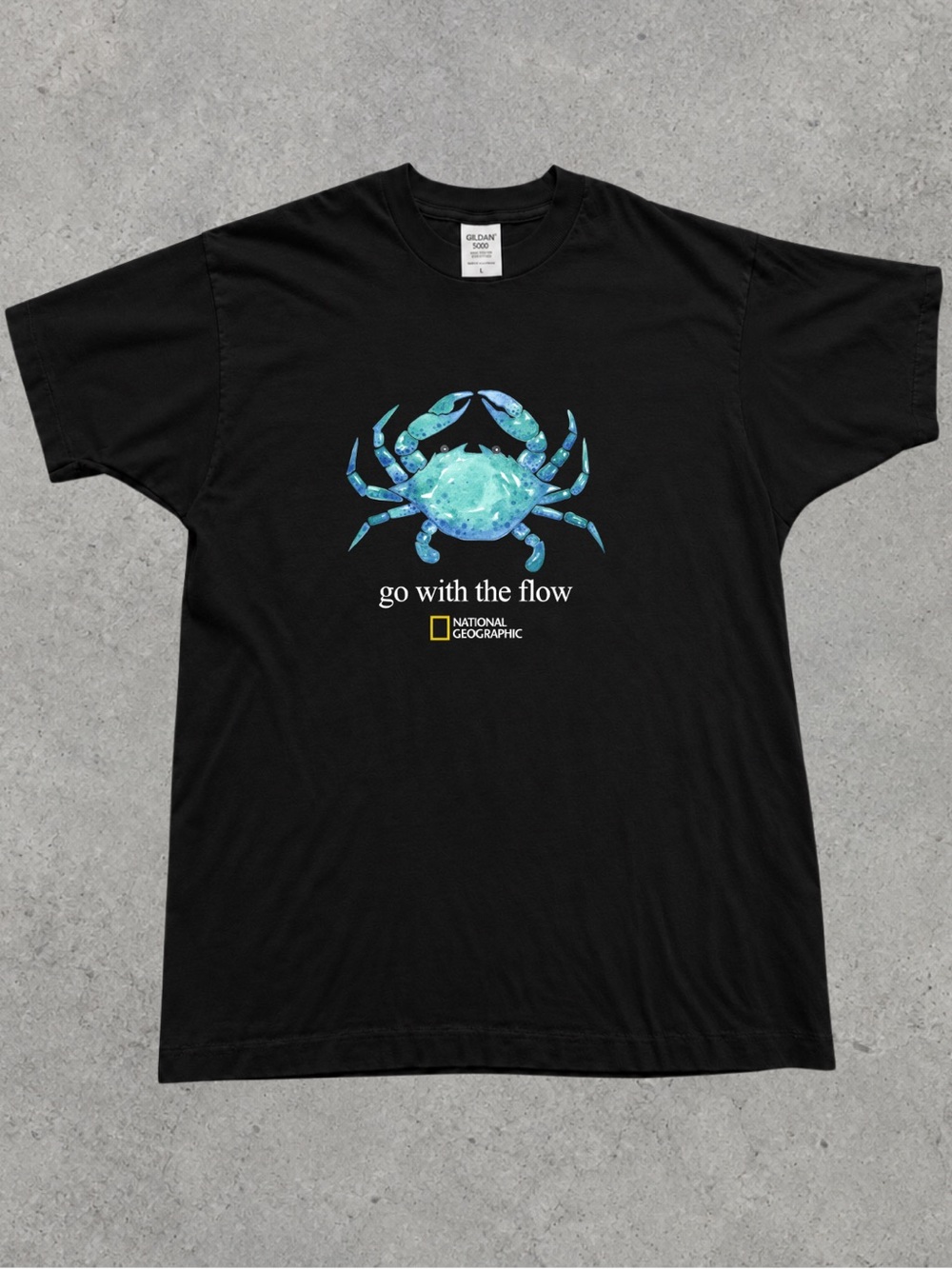 Black Short Sleeve Tee Turquoise Crab Graphic T-shirt